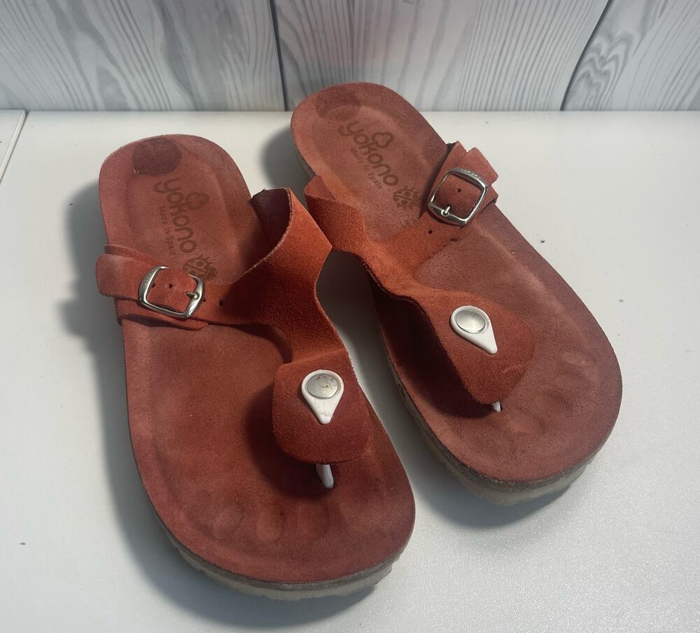 Yokono Womens Comfort Leather Sock Thong  Cork Sandals Flats Size 9